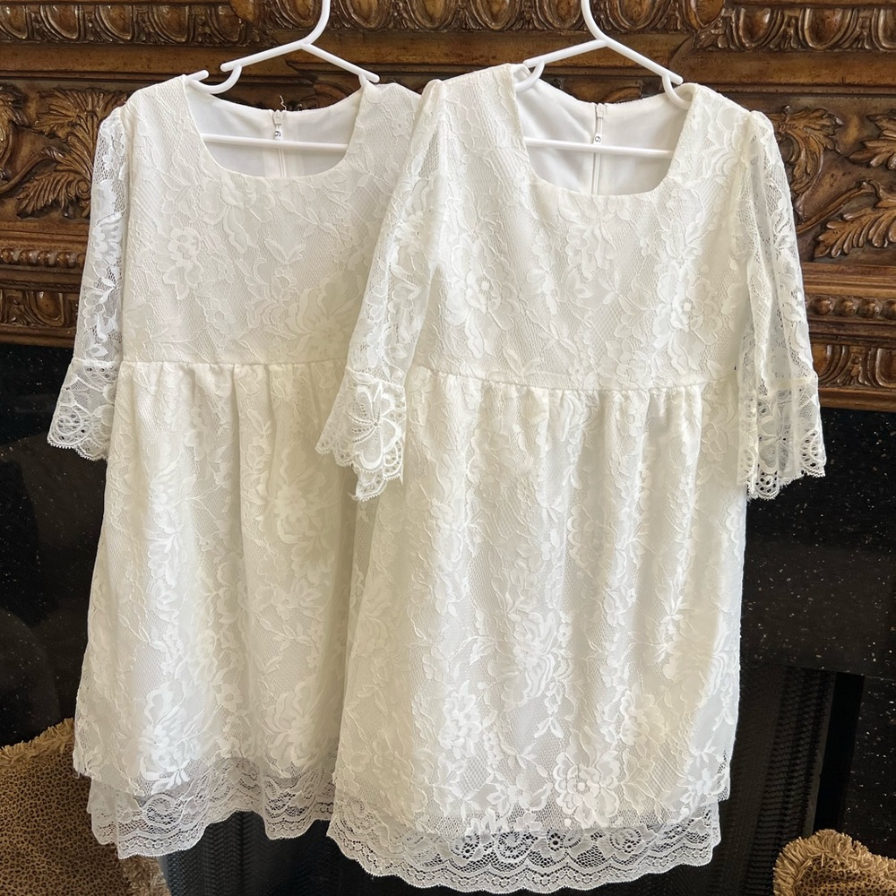White lace girls dress size 6 Easter, Holy Communion Flower Girls